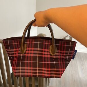 Plaid Handbag with Brown Handles Burberry
